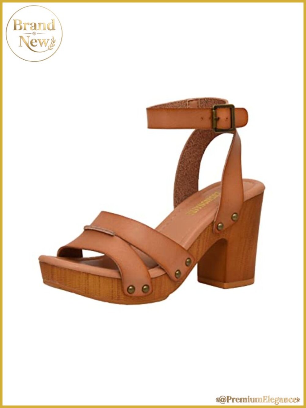Women's Faux Wood Block Heel Platform Sandals